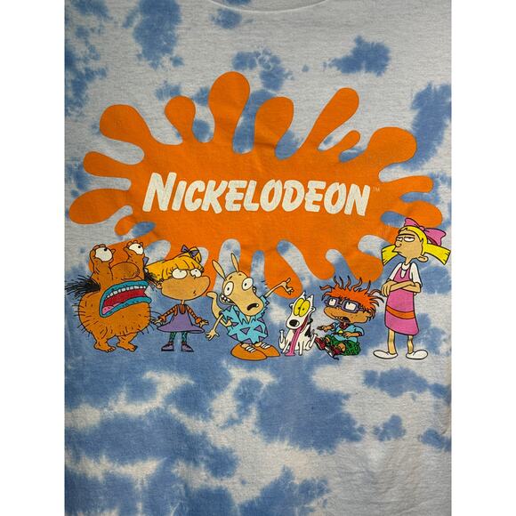 Viacom Nickelodeon Logo with 90’s Characters on Tie-Dye T-Shirt 2011 Size Medium - Picture 3 of 4